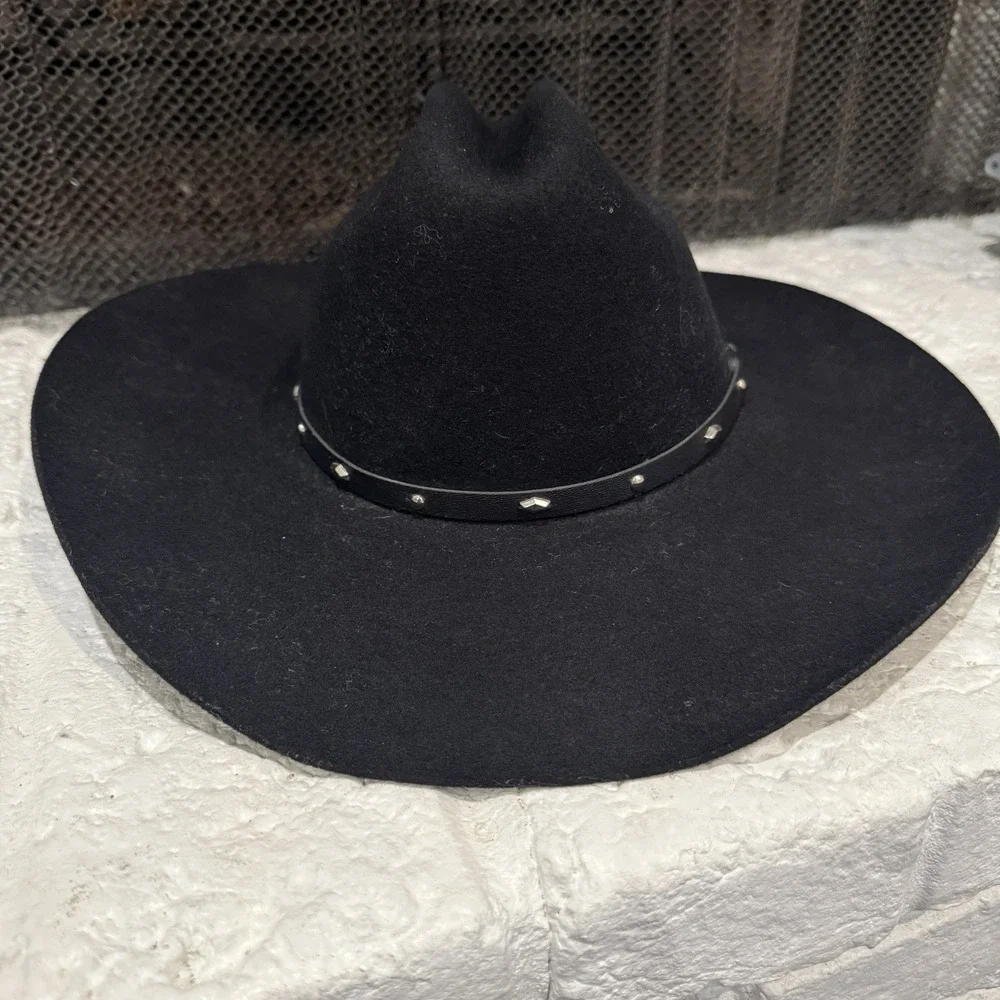Vintage Stallion Stetson XX Premium Wool Black Cowboy Western Hat Size 6 7/8